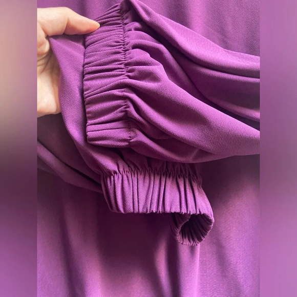 NWT Halogen Nordstrom 3/4 sleeve scoop neck purple blouse Sz 1 (20.5” Ptp- M/L) - Picture 5 of 8